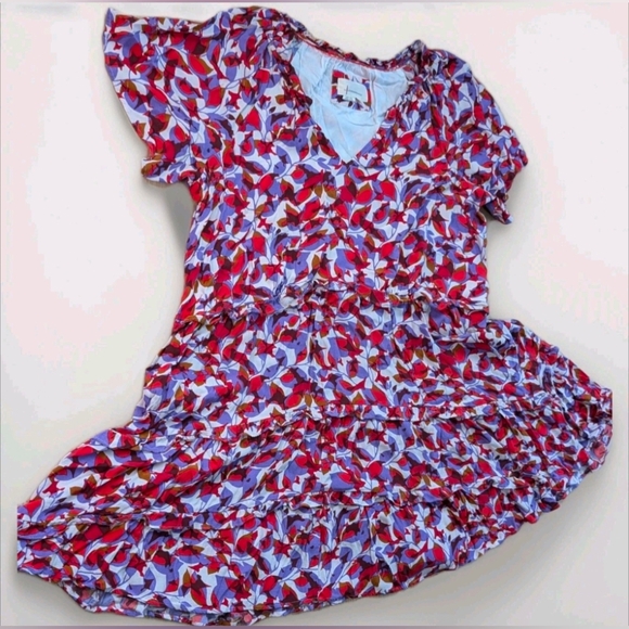 Anthropologie Floral Print Dress Ruffle Plus Size 1X - Picture 1 of 7